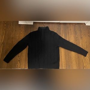 Men’s Polo Ralph Lauren Merino Wool Black Cable Knit 3/4 Zip (with buttons)